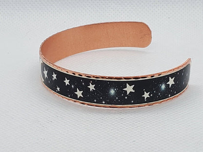 BR -Galaxy/Moon/Star - Beautiful adjustable COPPER cuff bracelet.