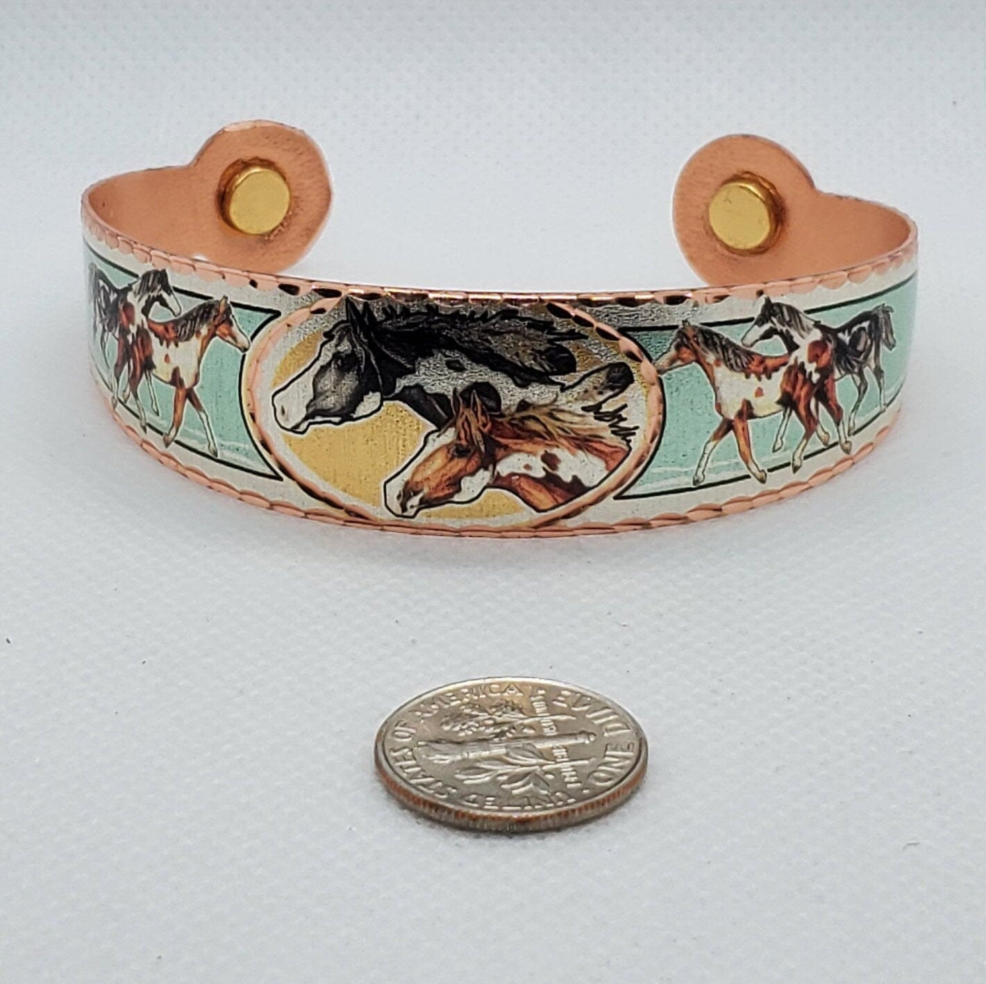 BR - Appaloosa Horse Magnetic Bracelet - Beautiful adjustable COPPER cuff bracelet.