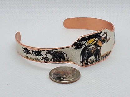 BR - Elephant - Beautiful adjustable COPPER cuff bracelet.