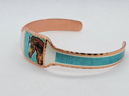 BR -Horse - Beautiful adjustable COPPER cuff bracelet.