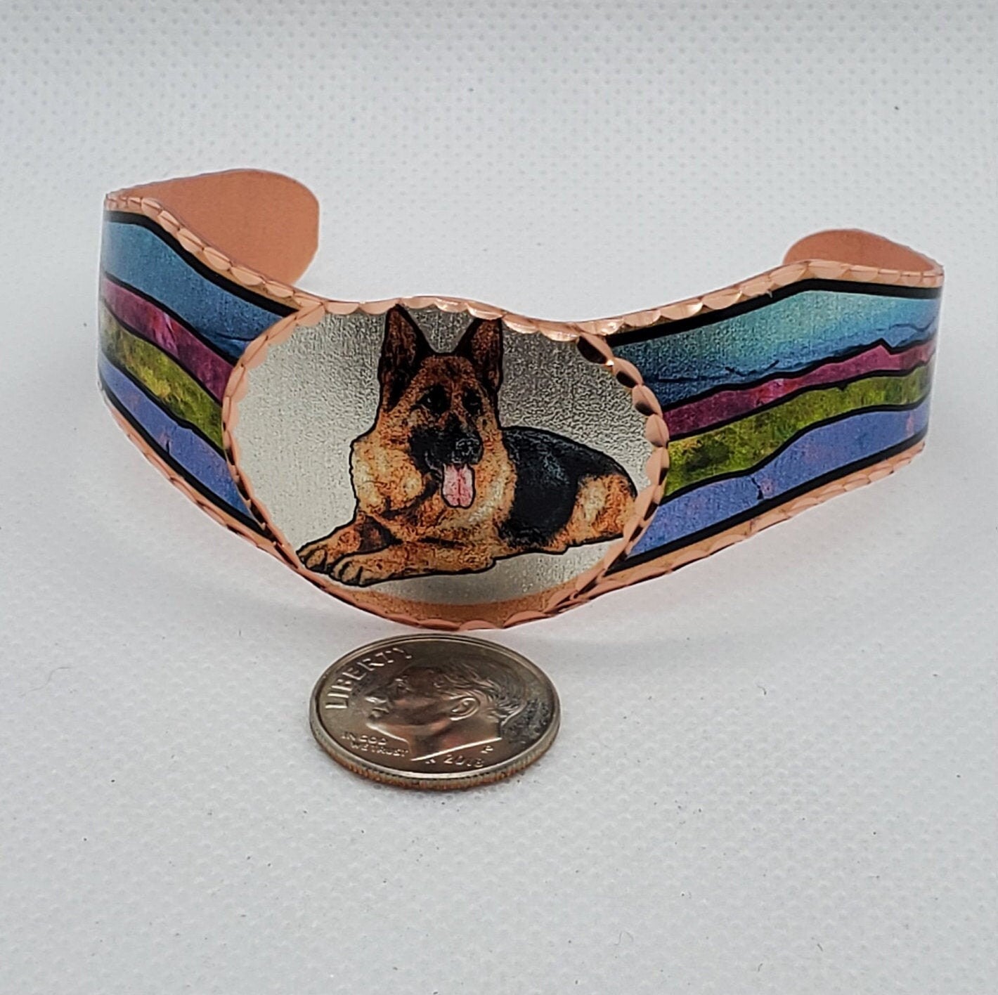 BR - German Shepherd Bracelet - Beautiful adjustable COPPER cuff bracelet.