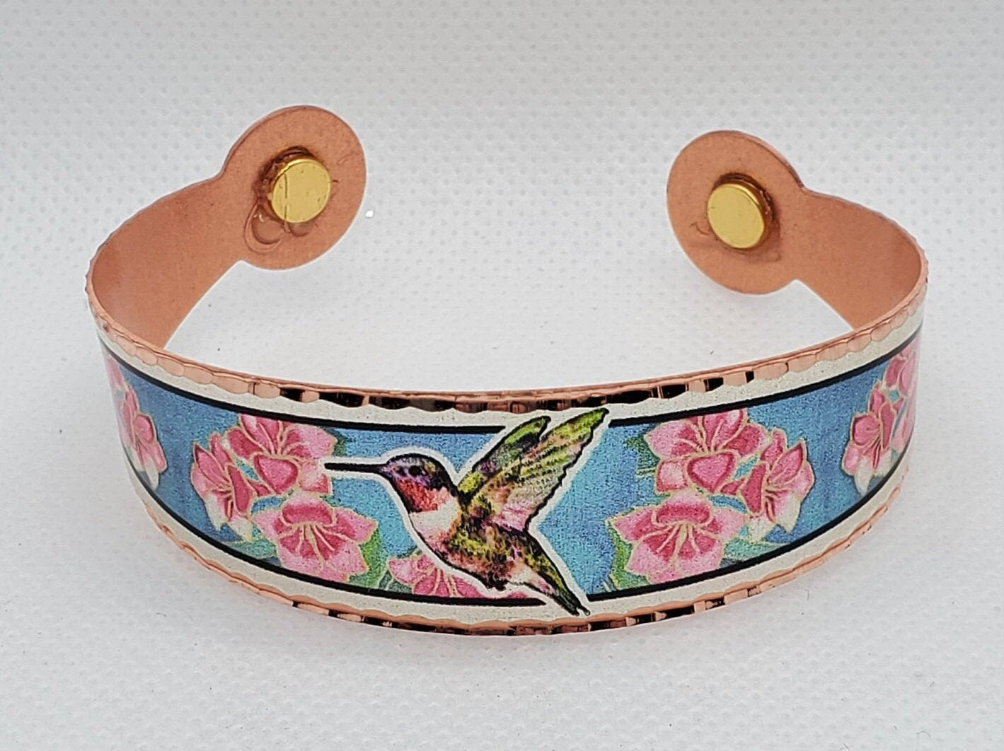 BR - Magnetic Hummingbird Bracelet - Beautiful adjustable COPPER cuff bracelet.