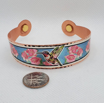 BR - Magnetic Hummingbird Bracelet - Beautiful adjustable COPPER cuff bracelet.