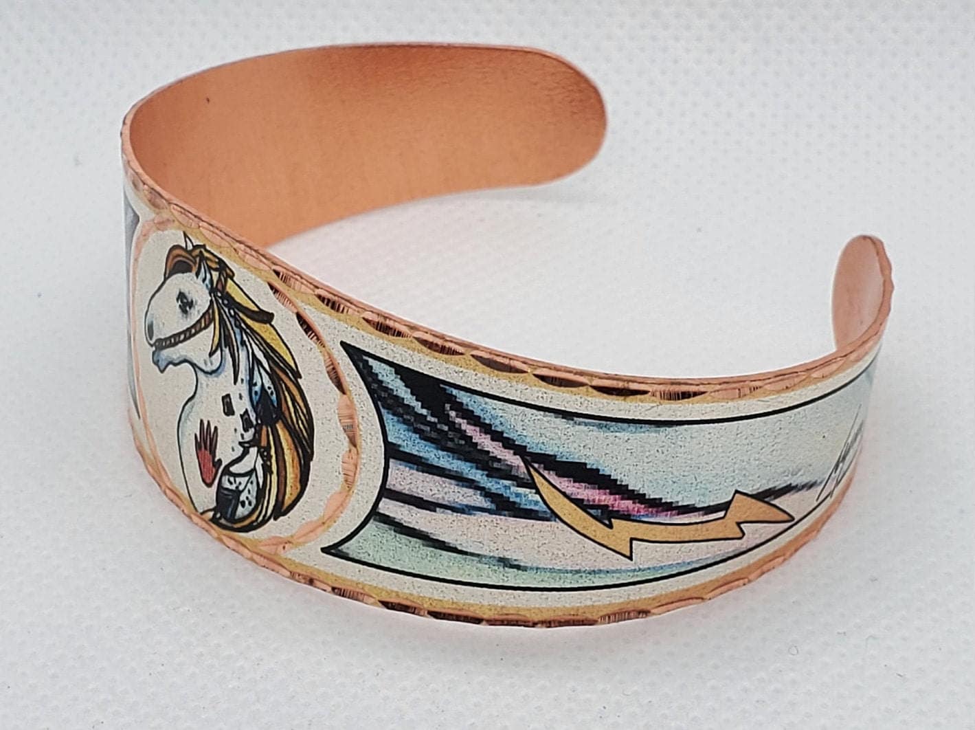 BR - Colorful War Horse Bracelet - Beautiful adjustable COPPER cuff bracelet.