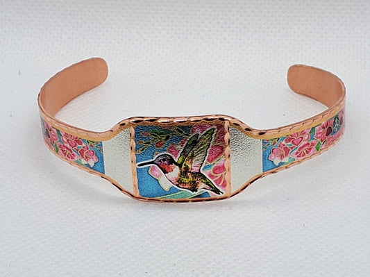 BR - Hummingbird - Beautiful adjustable COPPER cuff bracelet.