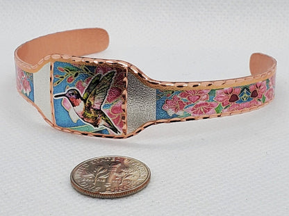 BR - Hummingbird - Beautiful adjustable COPPER cuff bracelet.