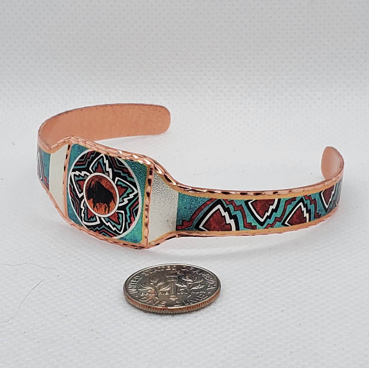 BR - Native Inspired Indian Buffalo - Beautiful adjustable COPPER cuff bracelet.