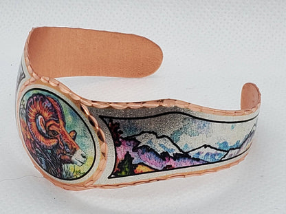 BR - Bighorn Mountain Goat - Beautiful adjustable COPPER cuff bracelet.