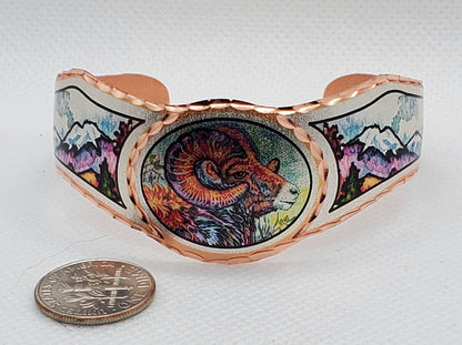 BR - Bighorn Mountain Goat - Beautiful adjustable COPPER cuff bracelet.