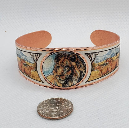 BR - Lion - Beautiful adjustable COPPER cuff bracelet.