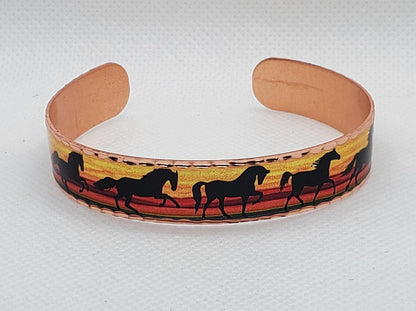 BR - Colorful Handmade Horse Cuff Bracelet - Beautiful adjustable COPPER cuff bracelet.