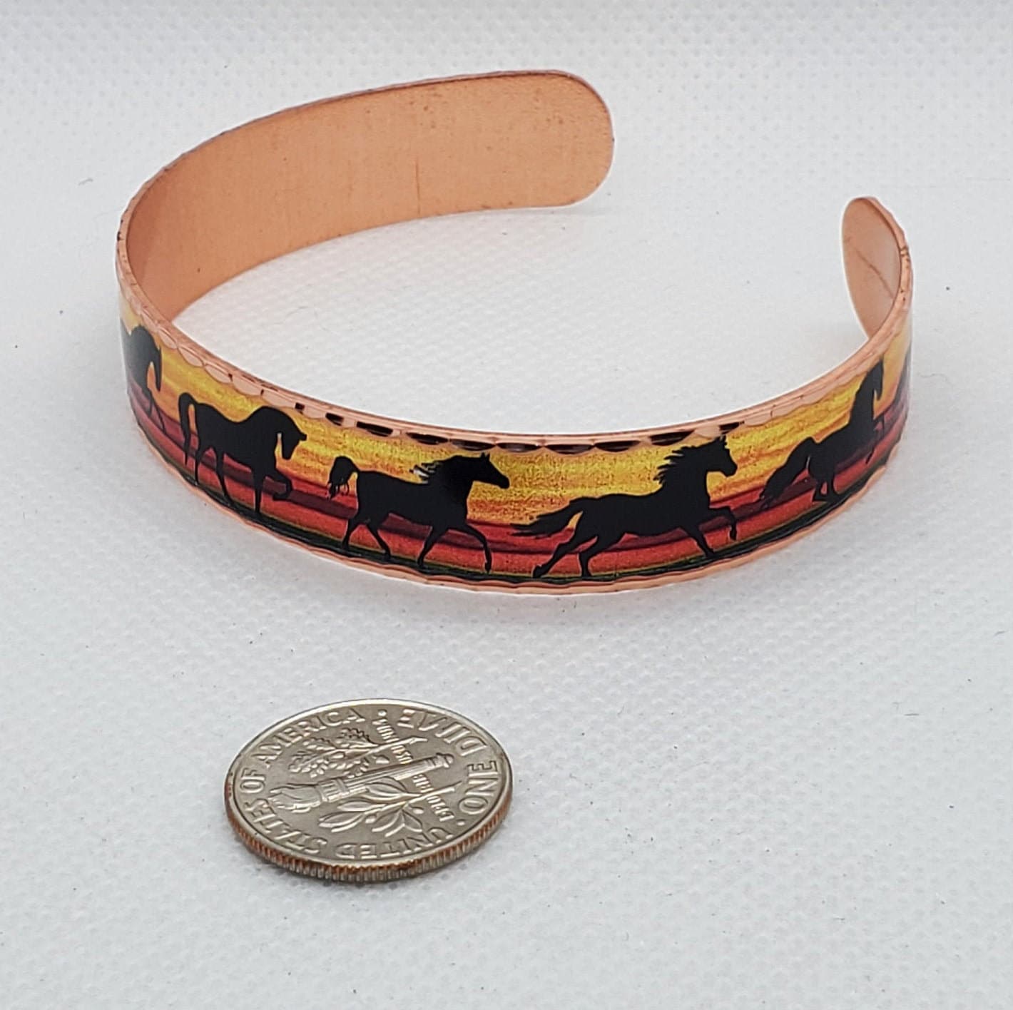 BR - Colorful Handmade Horse Cuff Bracelet - Beautiful adjustable COPPER cuff bracelet.