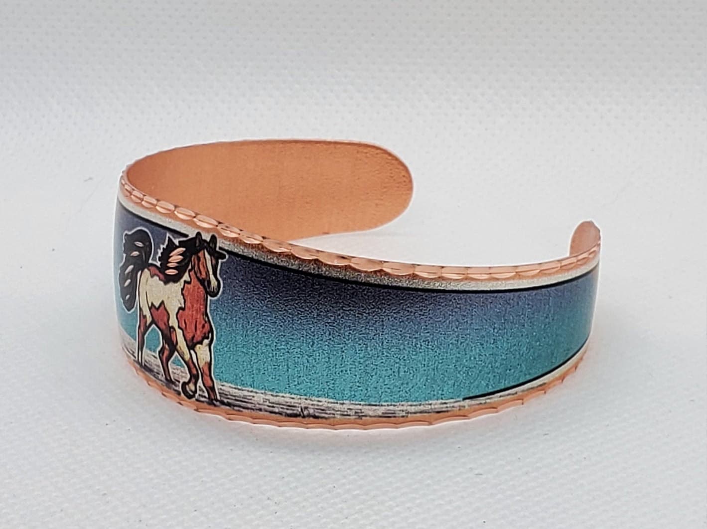 BR - Appaloosa Horse - Beautiful adjustable COPPER cuff bracelet.