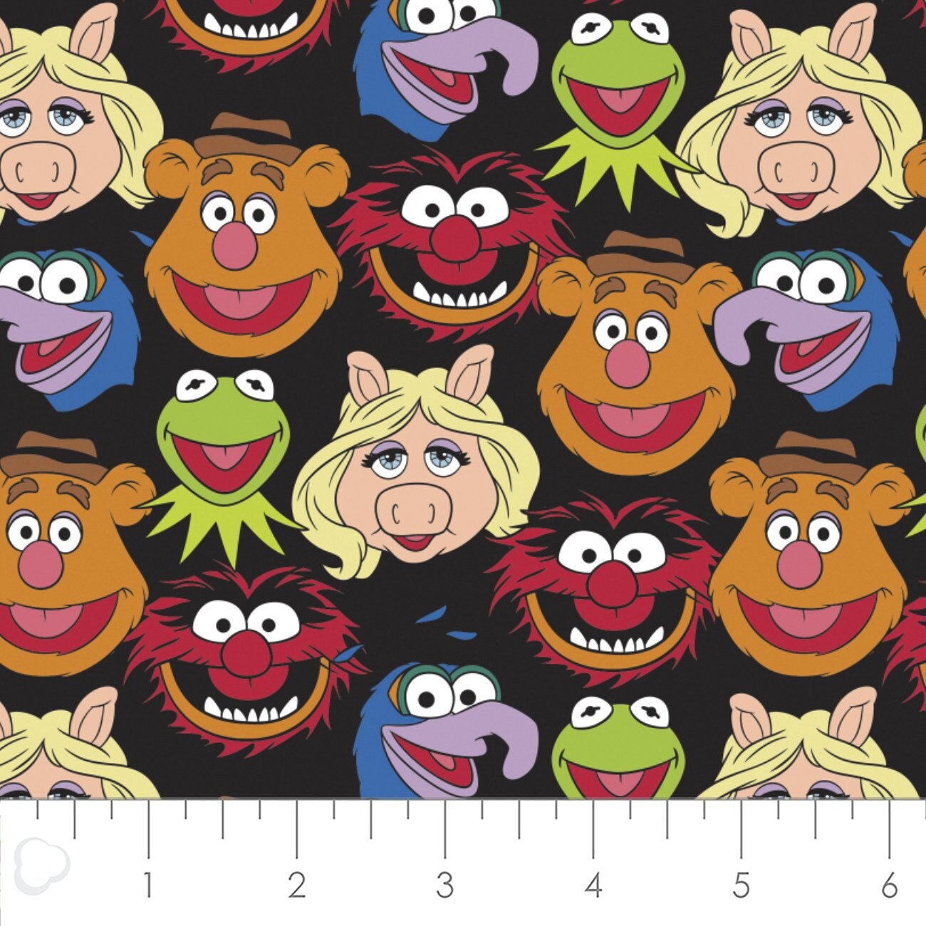 Muppets Cast Fabric by the half yard. 100% Cotton. KERMIT PIGGY FOZZIE and more