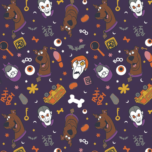 Scooby Doo Monsters Halloween Fabric by the half yard. 100% cotton.