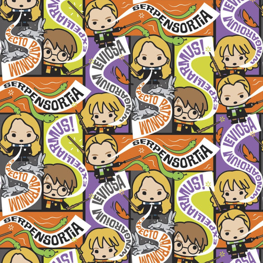 Harry Potter Spell Casts Halloween Fabric by the half yard. 100% cotton. HOGWARTS HARRY POTTER