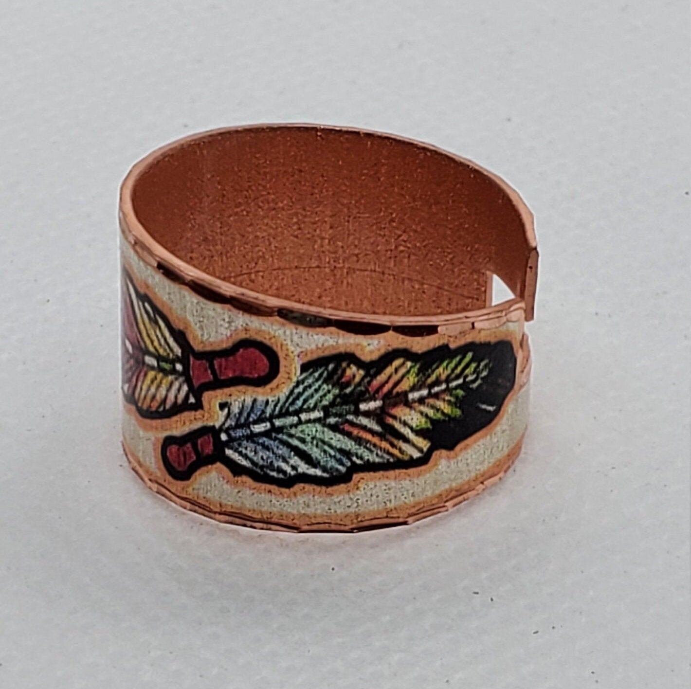 RI - Feather Art Ring B- Beautiful adjustable COPPER ring.