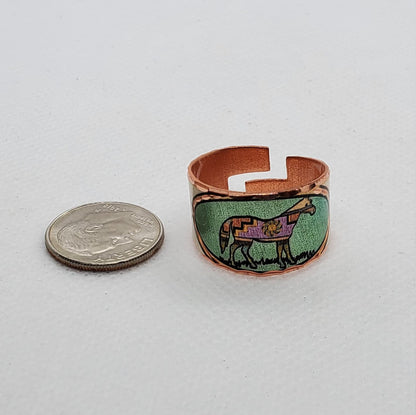 RI - Horse Ring - Beautiful adjustable COPPER ring.