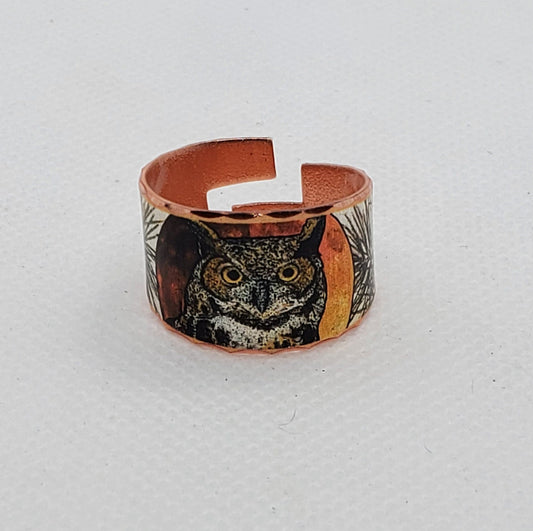 RI - Owl Ring - Beautiful adjustable COPPER ring.