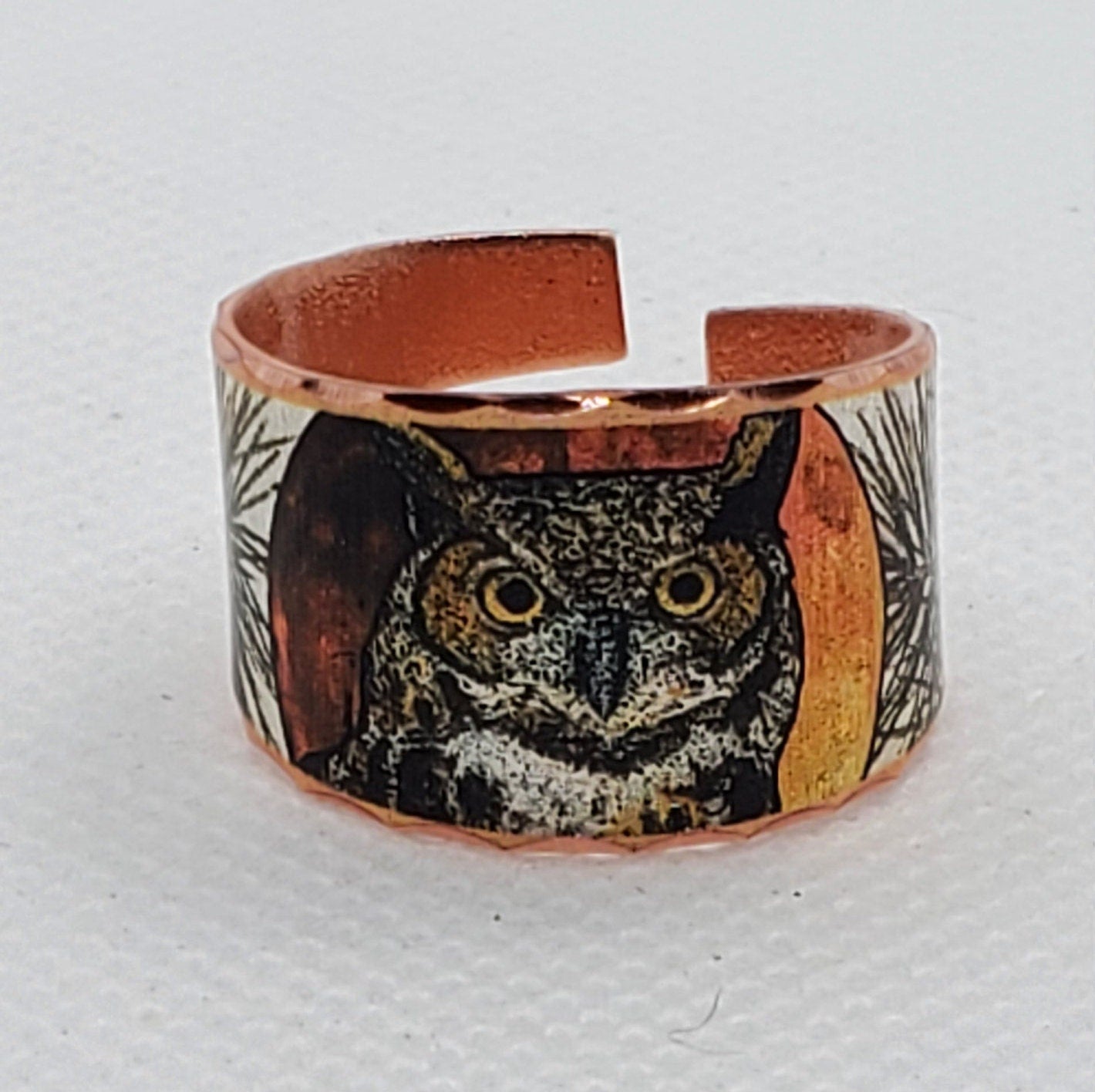 RI - Owl Ring - Beautiful adjustable COPPER ring.