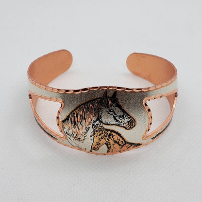 BR -Foal & Horse - Beautiful adjustable COPPER cuff bracelet.