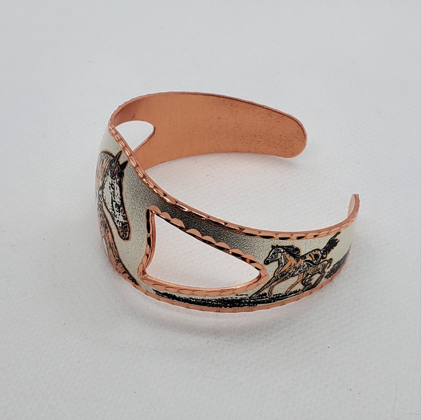 BR -Foal & Horse - Beautiful adjustable COPPER cuff bracelet.