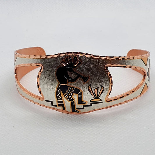 BR - Kokopelli Bracelet - Beautiful adjustable COPPER cuff bracelet.