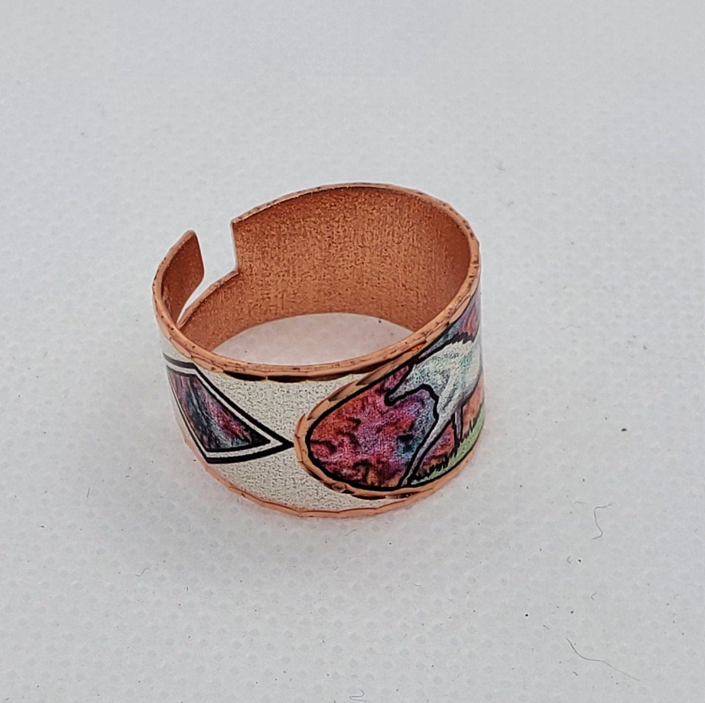 RI - White Horse Ring - Beautiful adjustable COPPER ring.