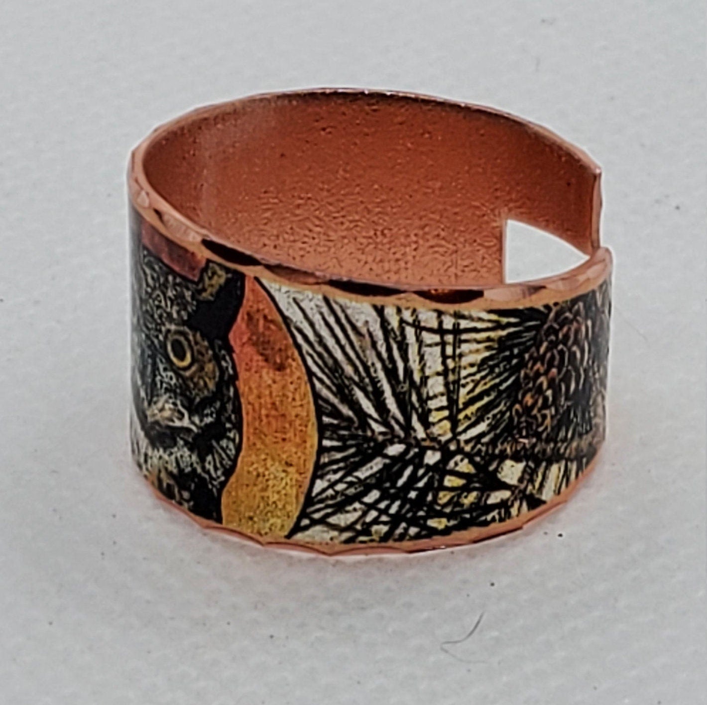 RI - Owl Ring - Beautiful adjustable COPPER ring.