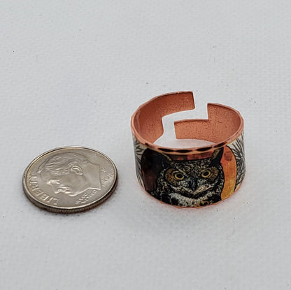 RI - Owl Ring - Beautiful adjustable COPPER ring.