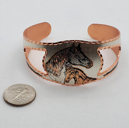 BR -Foal & Horse - Beautiful adjustable COPPER cuff bracelet.