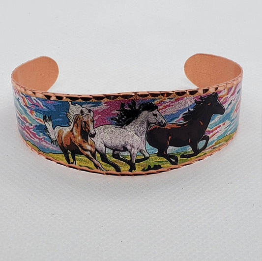 BR - Wild Horses - Beautiful adjustable COPPER cuff bracelet.