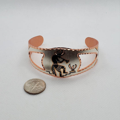 BR - Kokopelli Bracelet - Beautiful adjustable COPPER cuff bracelet.