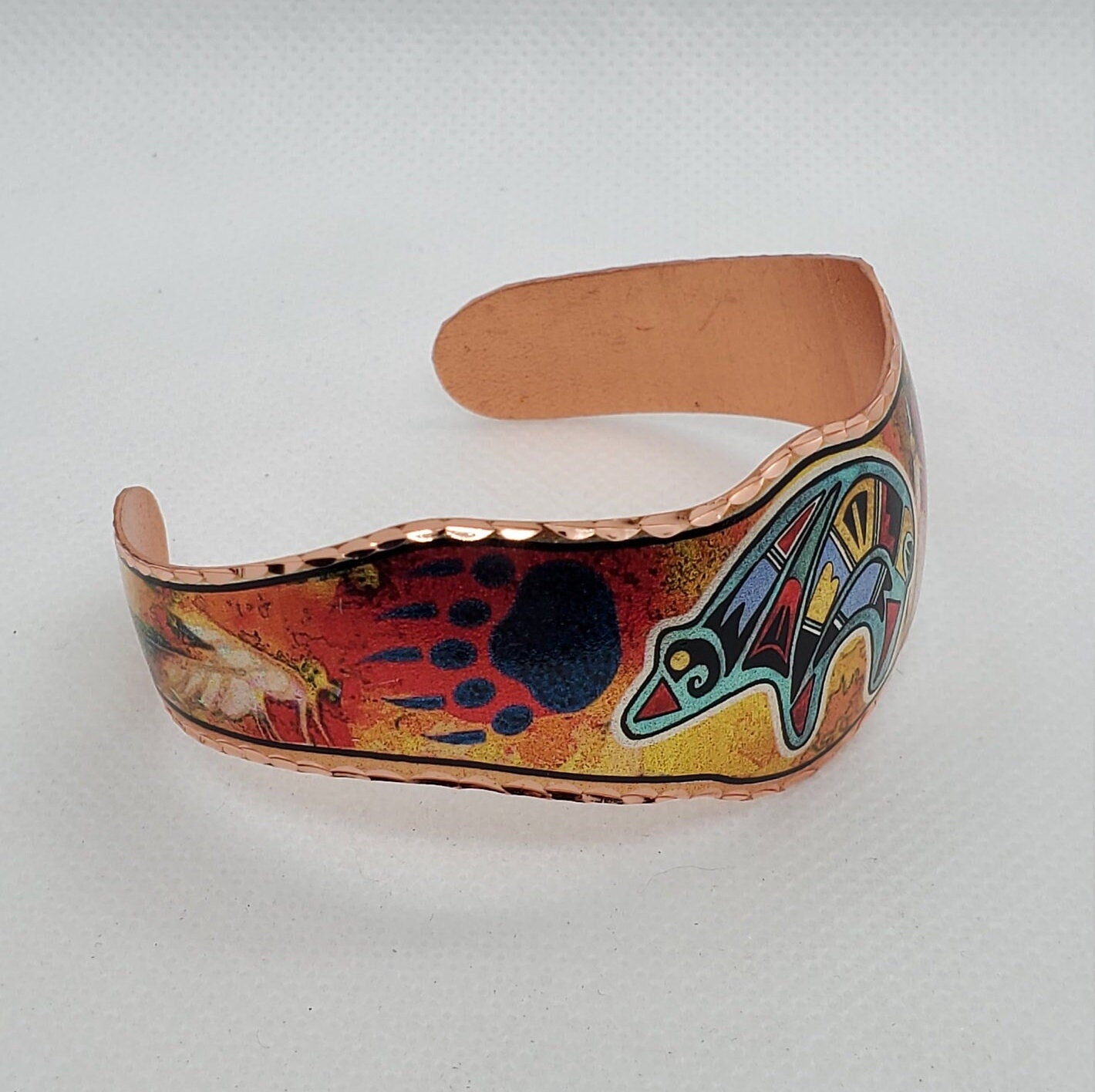 BR - Colorful Fetish Bear - Beautiful adjustable COPPER cuff bracelet.