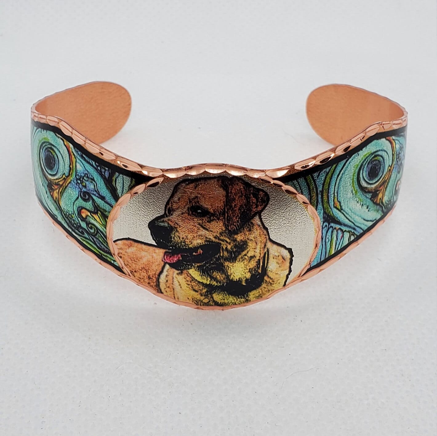 BR - Golden Lab Dog Bracelet - Beautiful adjustable COPPER cuff bracelet.