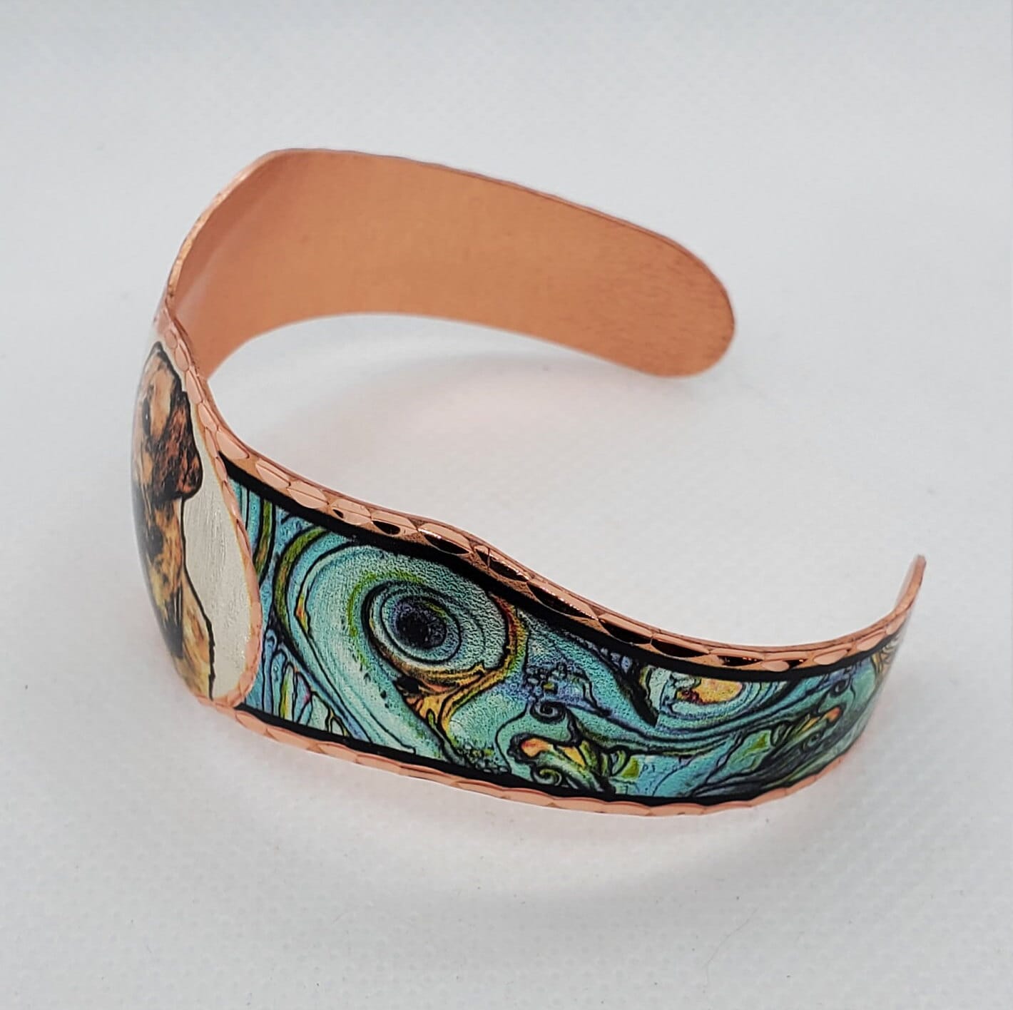 BR - Golden Lab Dog Bracelet - Beautiful adjustable COPPER cuff bracelet.