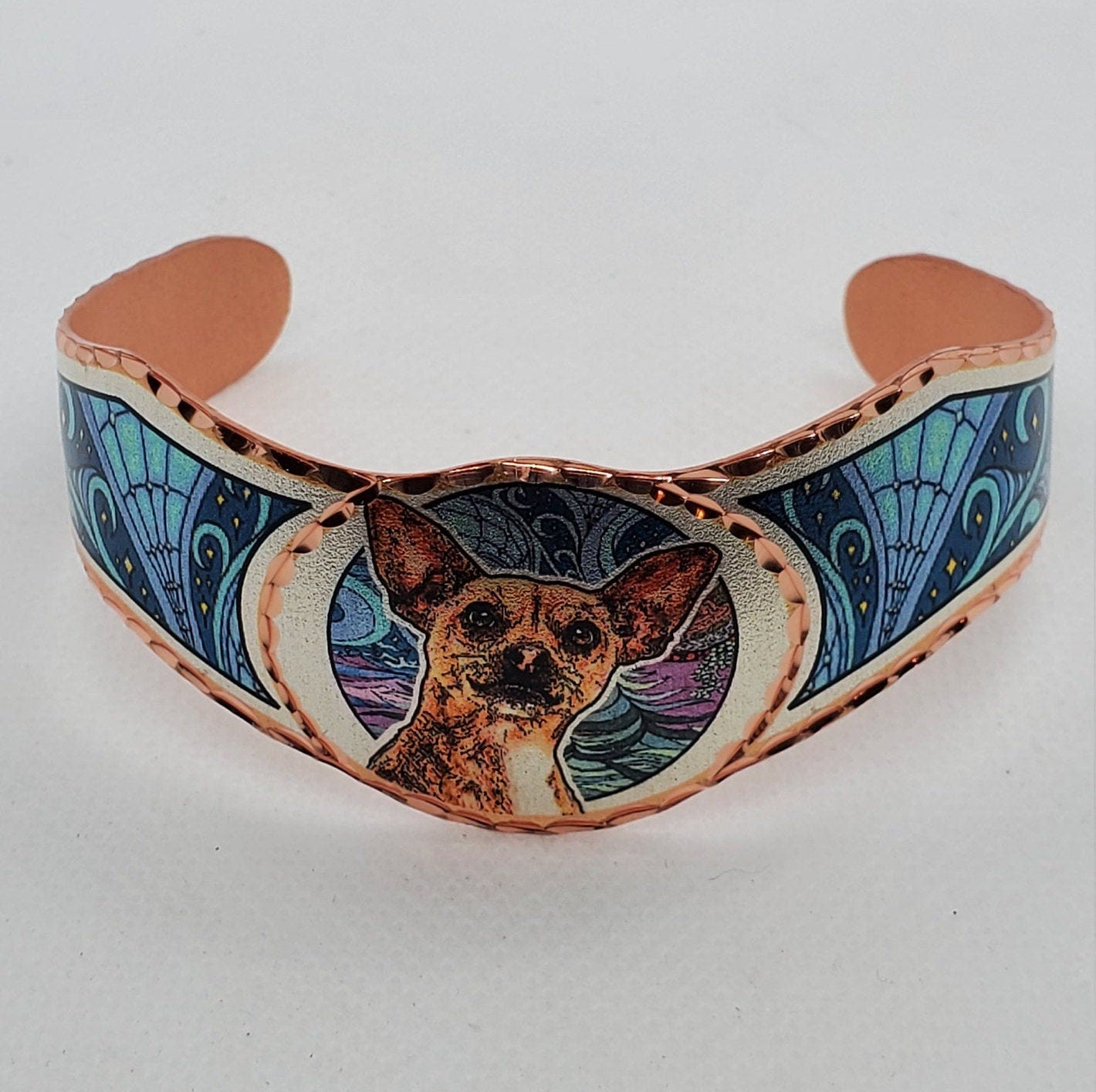 BR - Charming Chihuahua Dog Bracelet - Beautiful adjustable COPPER cuff bracelet.