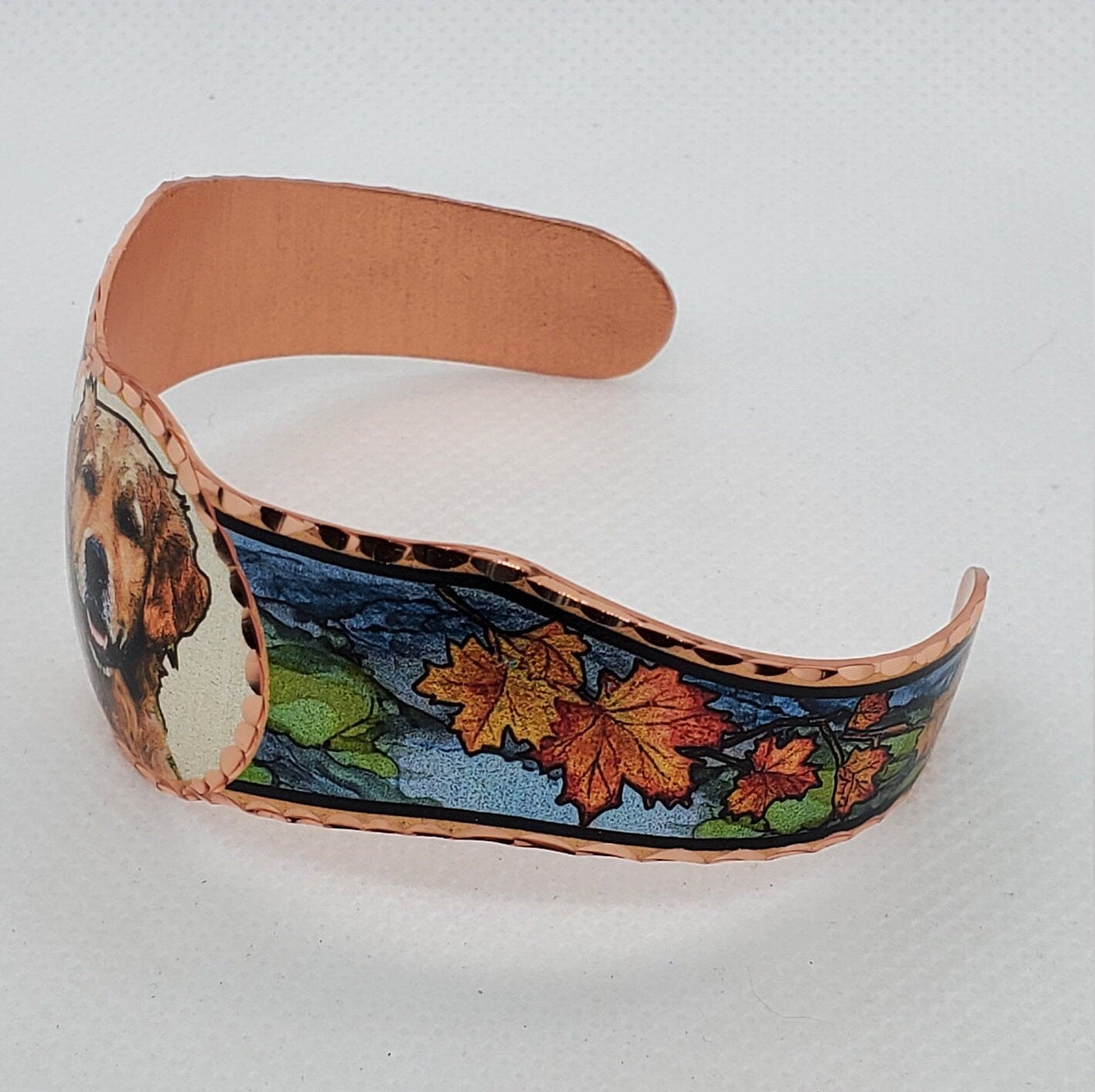 BR - Golden Retriever Dog Bracelet - Beautiful adjustable COPPER cuff bracelet.