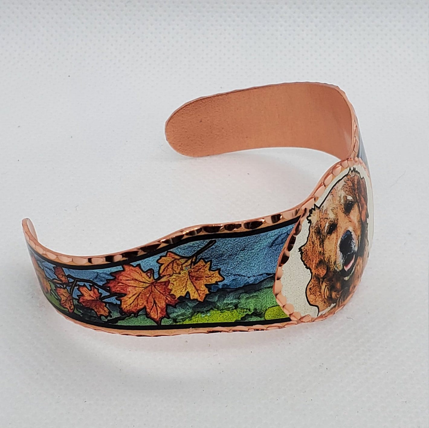 BR - Golden Retriever Dog Bracelet - Beautiful adjustable COPPER cuff bracelet.