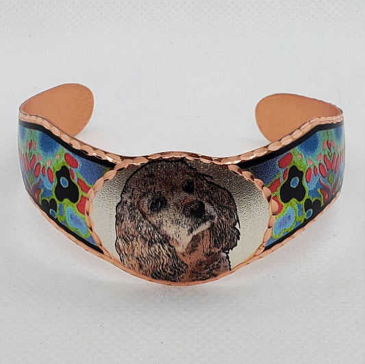 BR - Cocker Spaniel Bracelet - Beautiful adjustable COPPER cuff bracelet.