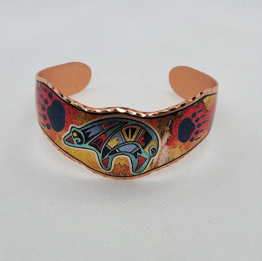 BR - Colorful Fetish Bear - Beautiful adjustable COPPER cuff bracelet.