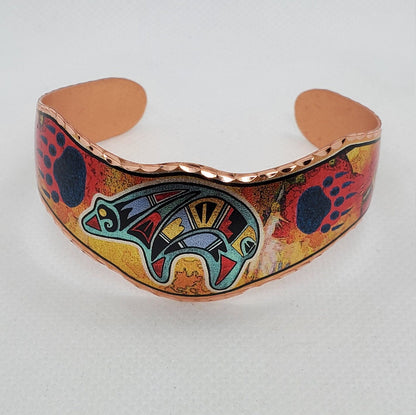 BR - Colorful Fetish Bear - Beautiful adjustable COPPER cuff bracelet.