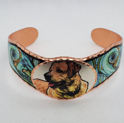 BR - Golden Lab Dog Bracelet - Beautiful adjustable COPPER cuff bracelet.