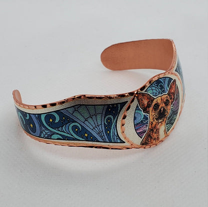 BR - Charming Chihuahua Dog Bracelet - Beautiful adjustable COPPER cuff bracelet.