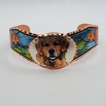 BR - Golden Retriever Dog Bracelet - Beautiful adjustable COPPER cuff bracelet.