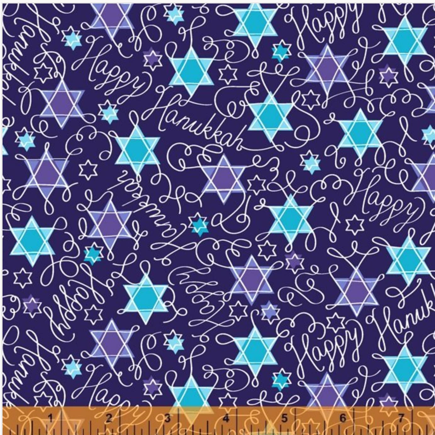 Hanukkah Star - Holiday One of a Kind fabric by the half yard. 100% Cotton.