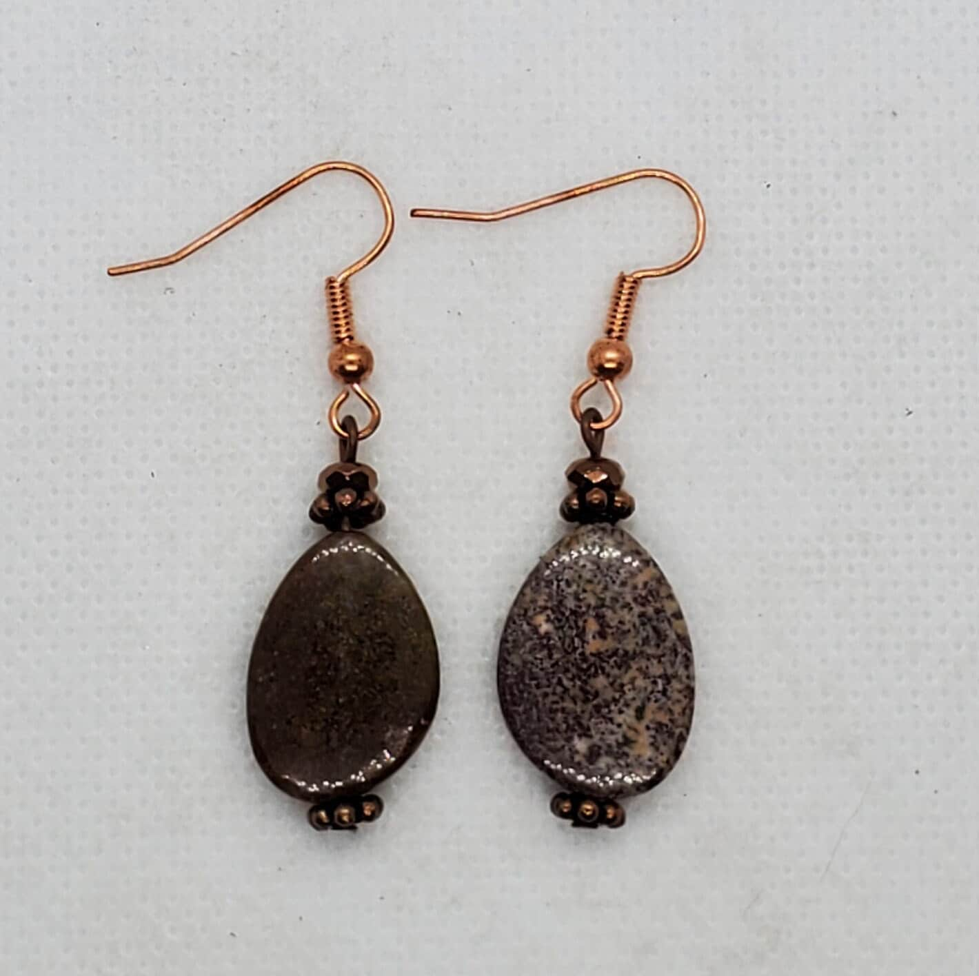 Kabamby Ocean Jasper Earrings, Copper Earring Wire 13x18mm