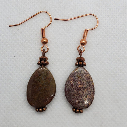 Kabamby Ocean Jasper Earrings, Copper Earring Wire 13x18mm