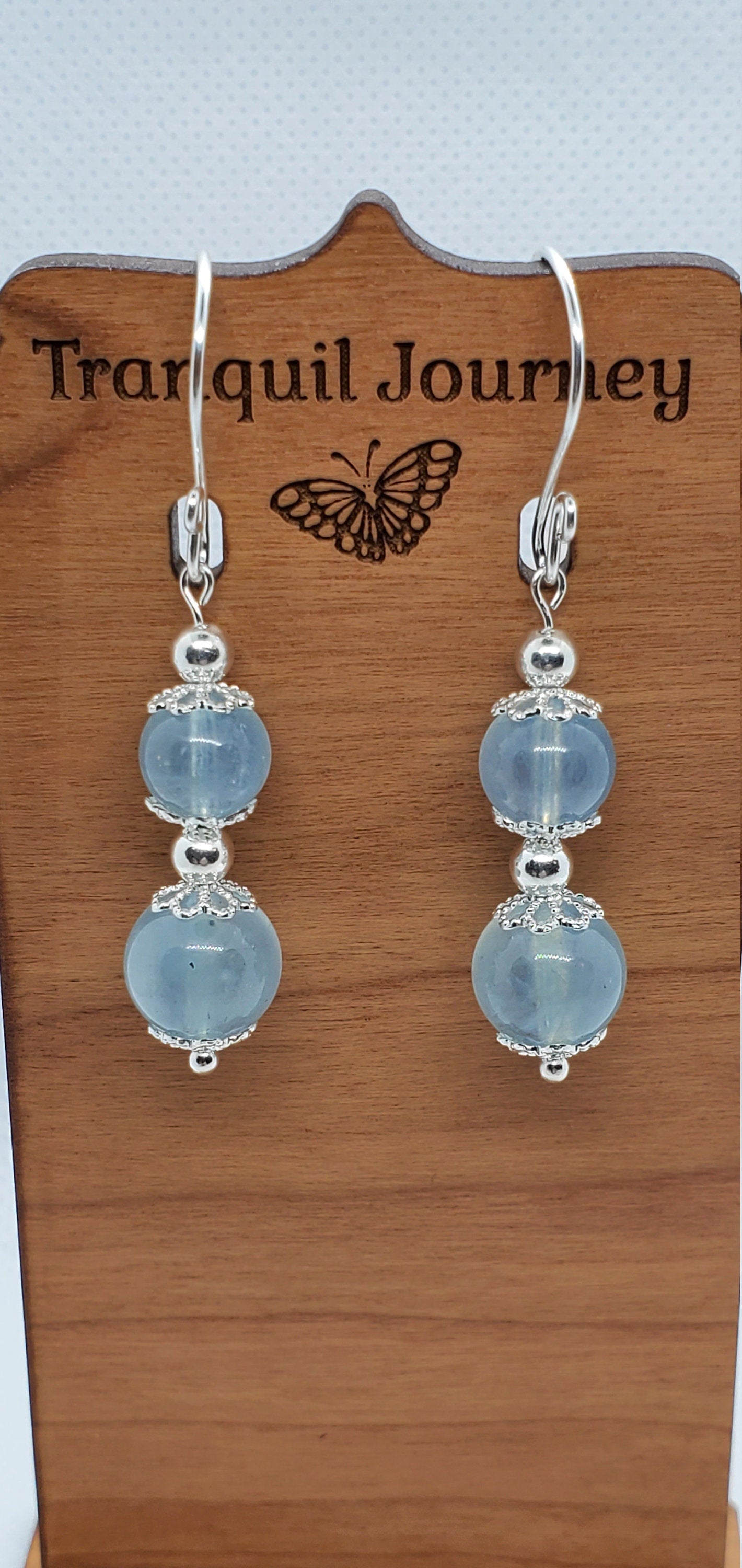 Aquamarine 6-10 mm Earrings, Silver Filled Earring Wire