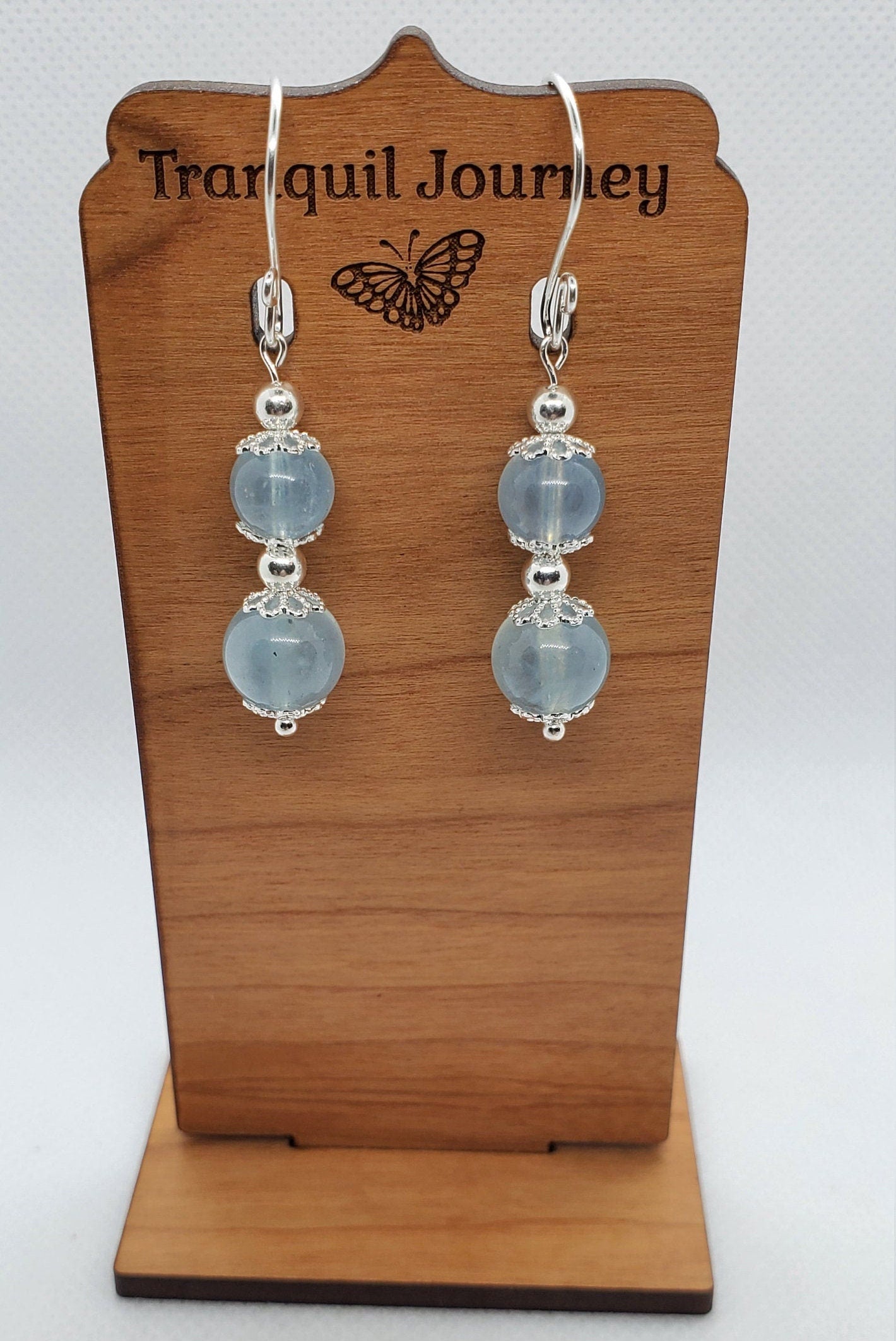 Aquamarine 6-10 mm Earrings, Silver Filled Earring Wire